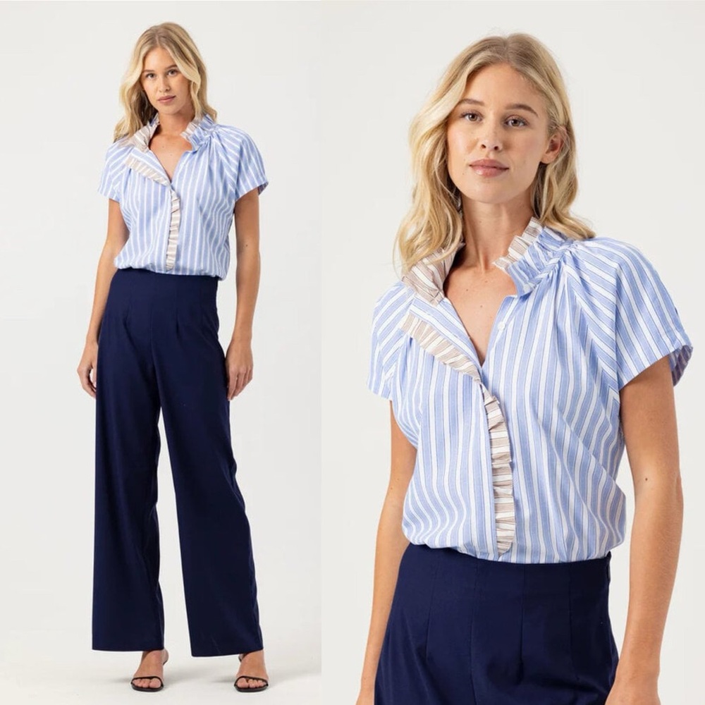 Sundays Wearesundays Women’s Small Stripes Leah Button Down Top